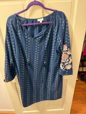 J. Jill Embroidered Sleeve Tunic Dress